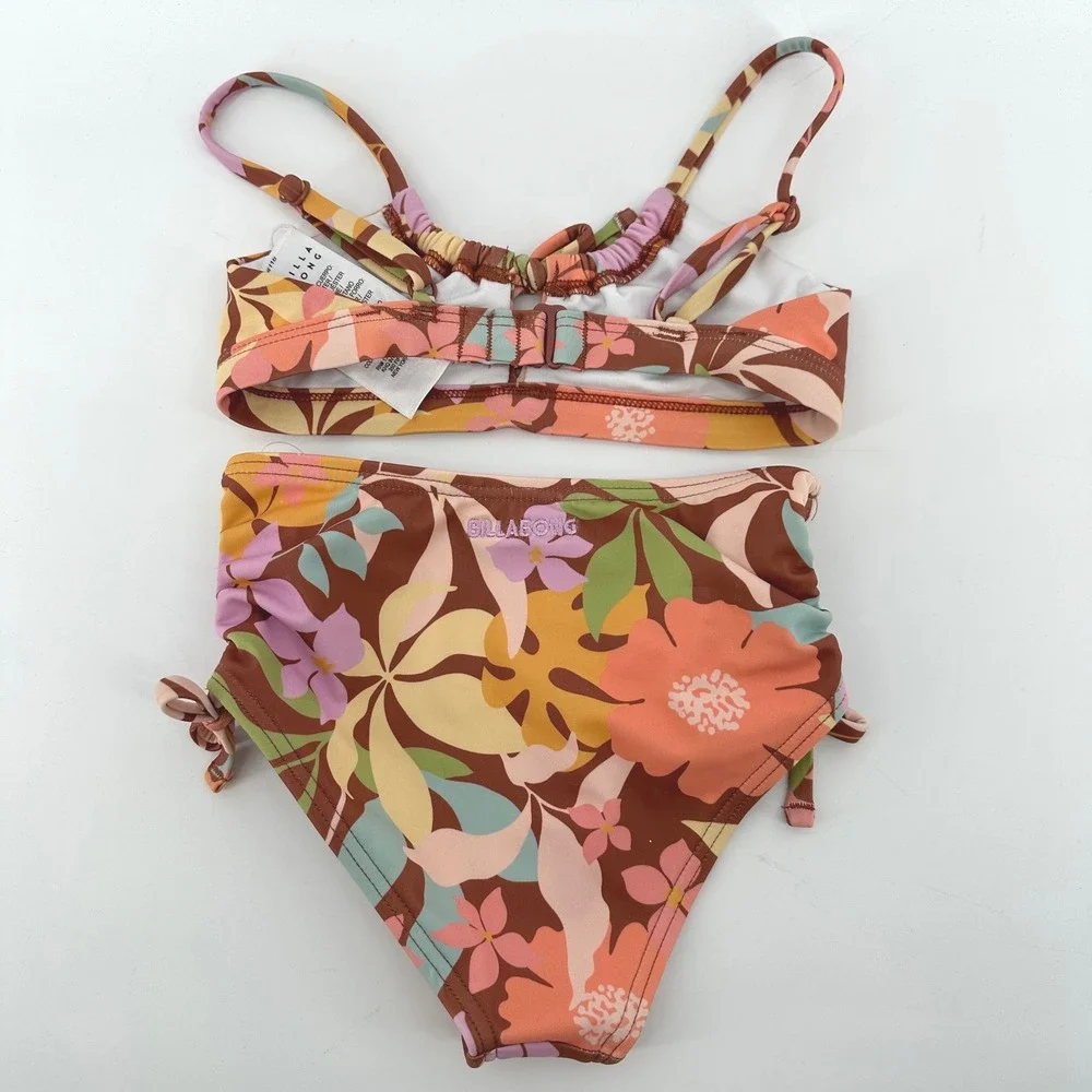 Billabong Girls Cacao Tropical Floral 2 Piece Swimsuit Set Size 4 BWFHK07S-610